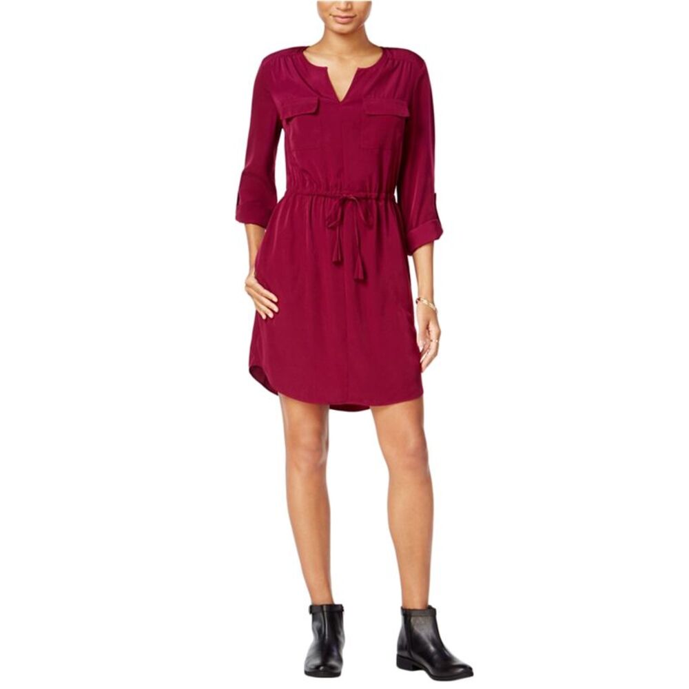 maison Jules Womens Utility Shirt Dress, Purple, S, DM